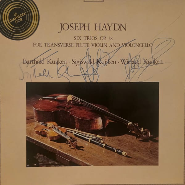 Joseph Haydn, Barthold Kuijken, Sigiswald Kuijken, Wieland Kuijken Signed! – Six Trios Op. 38 For Transverse Flute, Violin And Violoncello vinyl cover