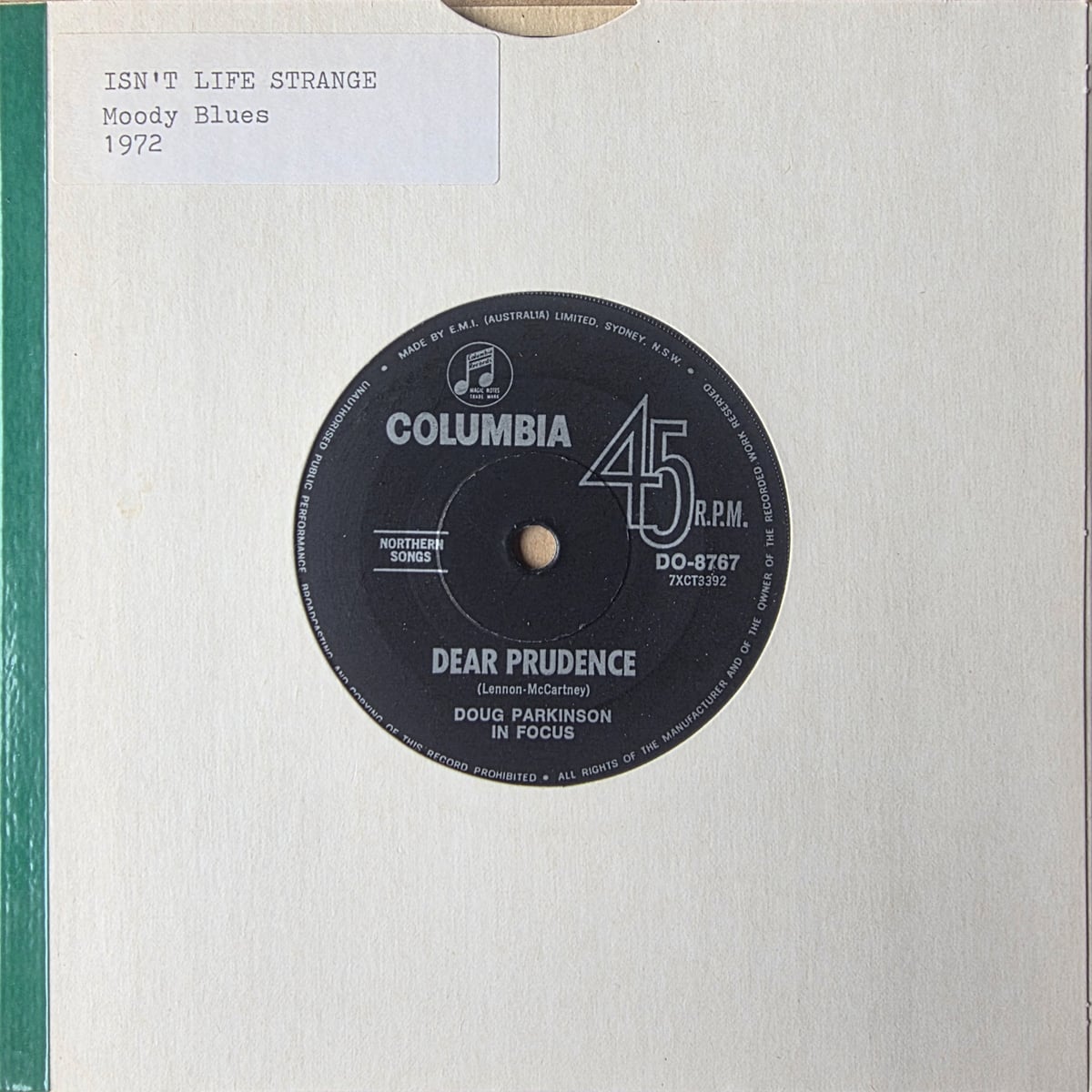 Doug Parkinson In Focus – Dear Prudence vinyl cover