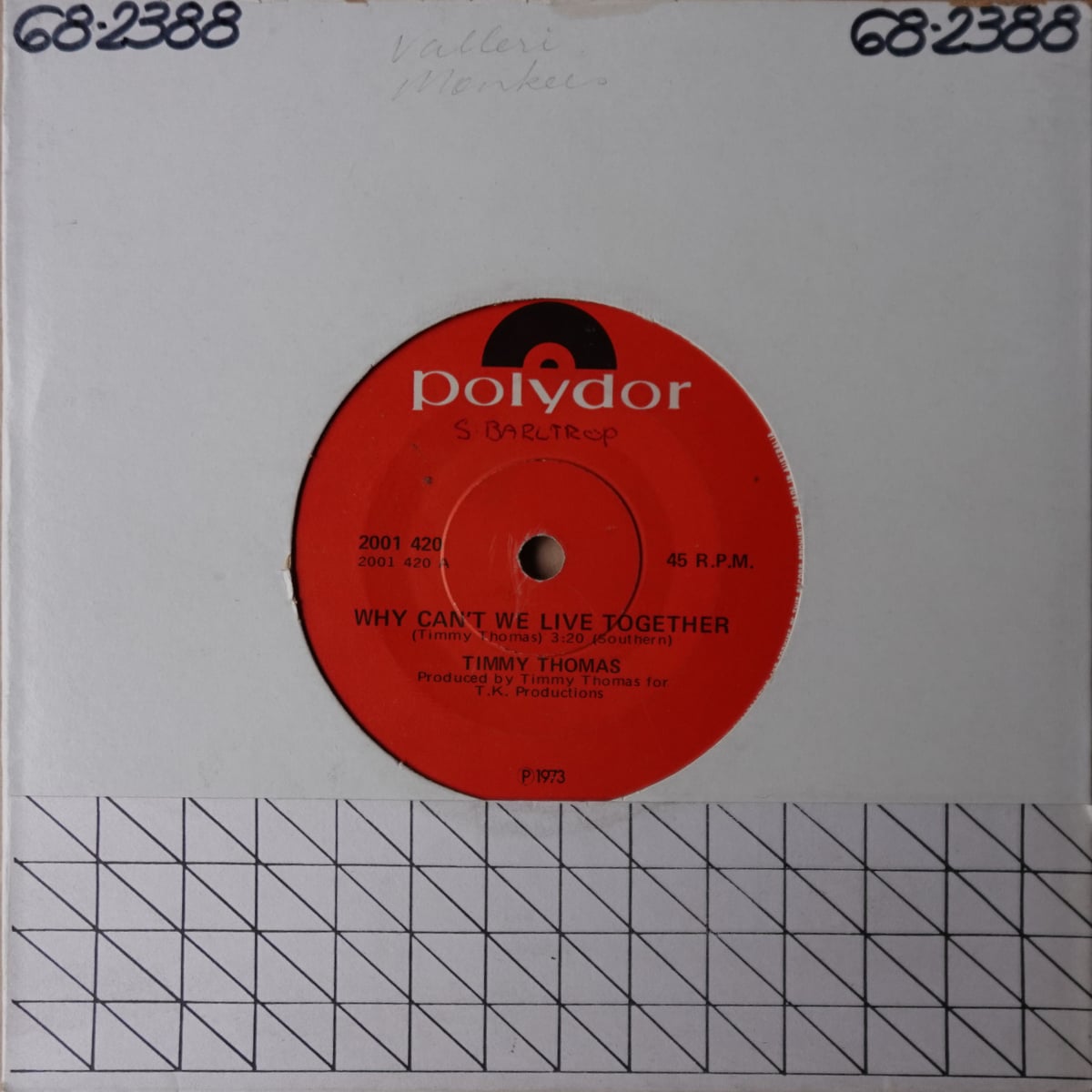 Timmy Thomas – Why Can't We Live Together / Funky Me vinyl cover
