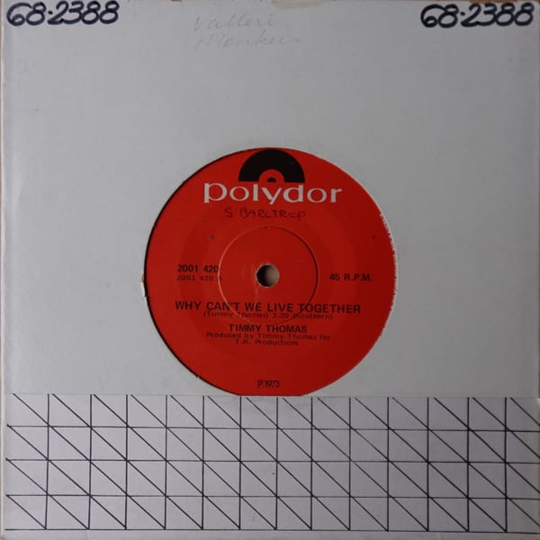 Timmy Thomas – Why Can't We Live Together / Funky Me vinyl cover