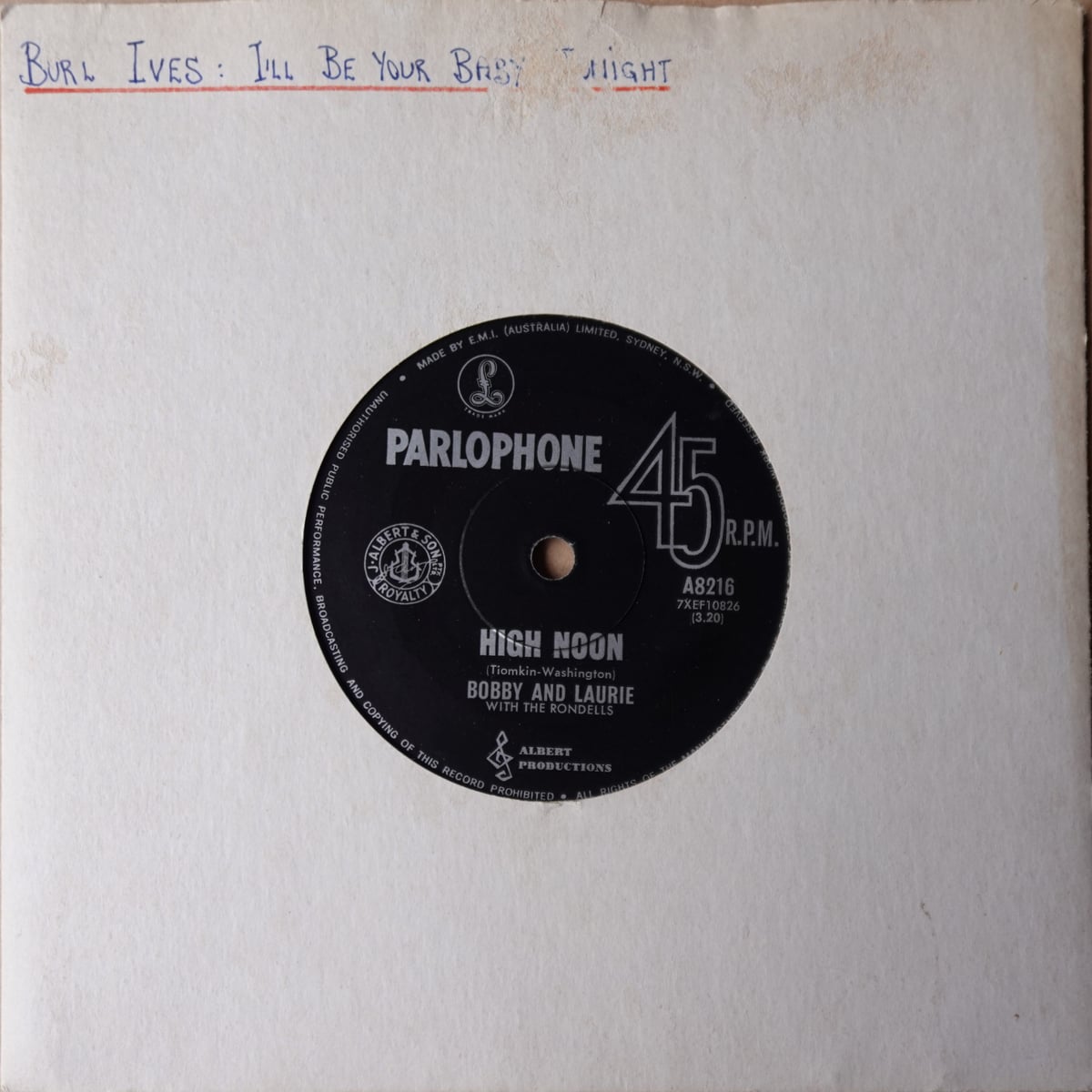 Bobby And Laurie, The Rondells – Tonight, When I Come Home vinyl cover