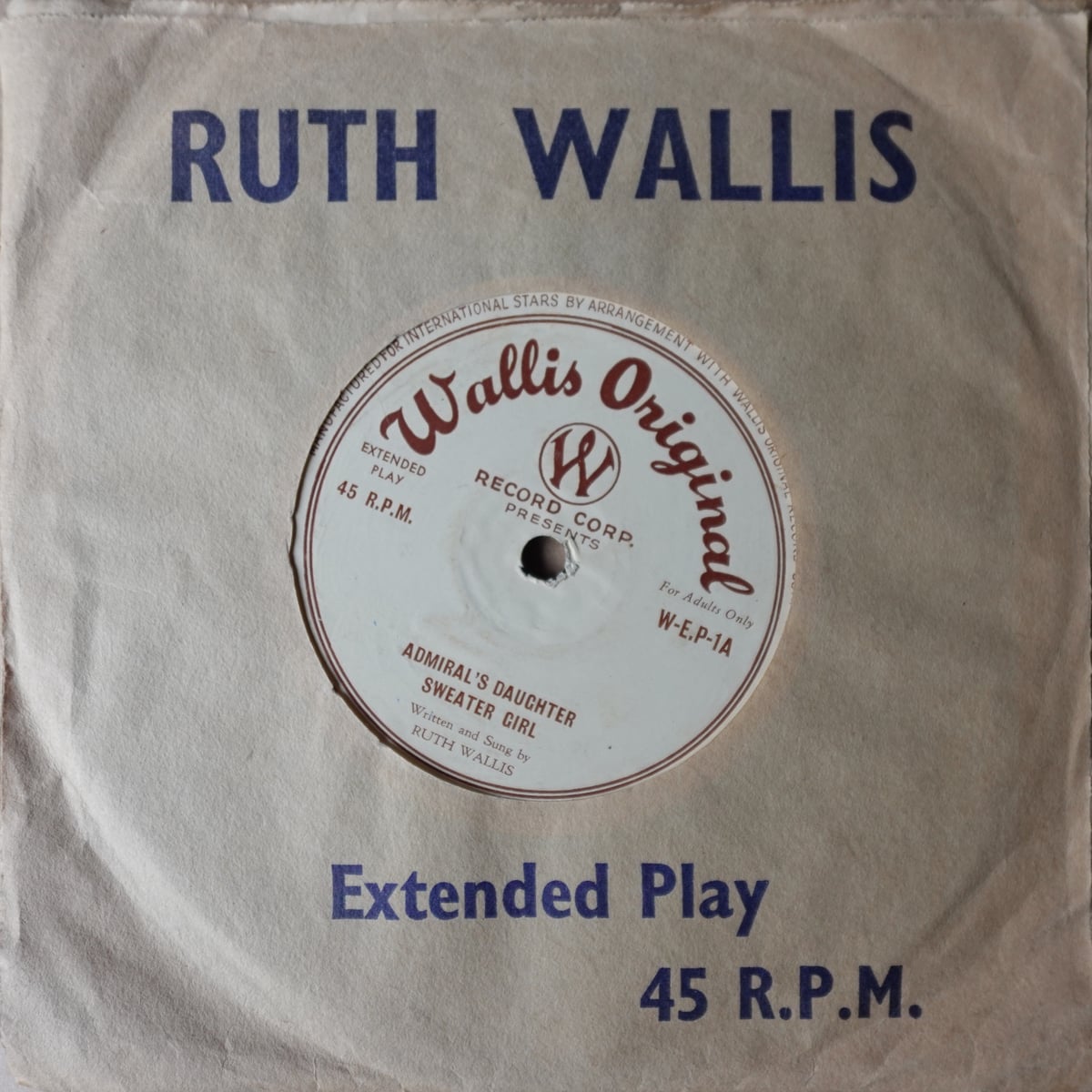 Ruth Wallis – Admiral's Daughter EP vinyl cover