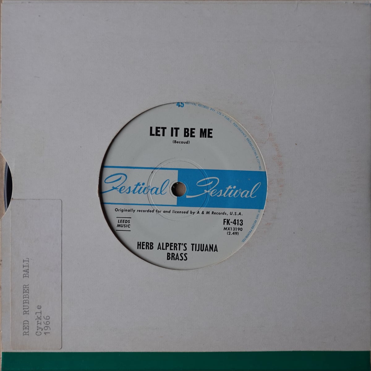 Herb Alpert & The Tijuana Brass – Mexican Corn / Let It Be Me vinyl cover