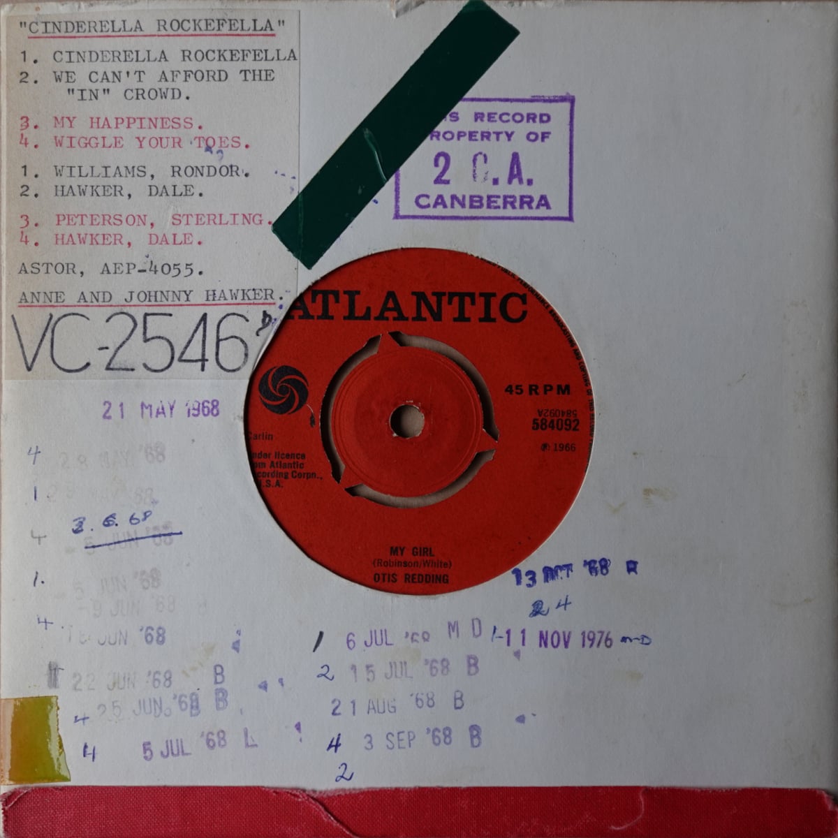 Otis Redding – My Girl vinyl cover
