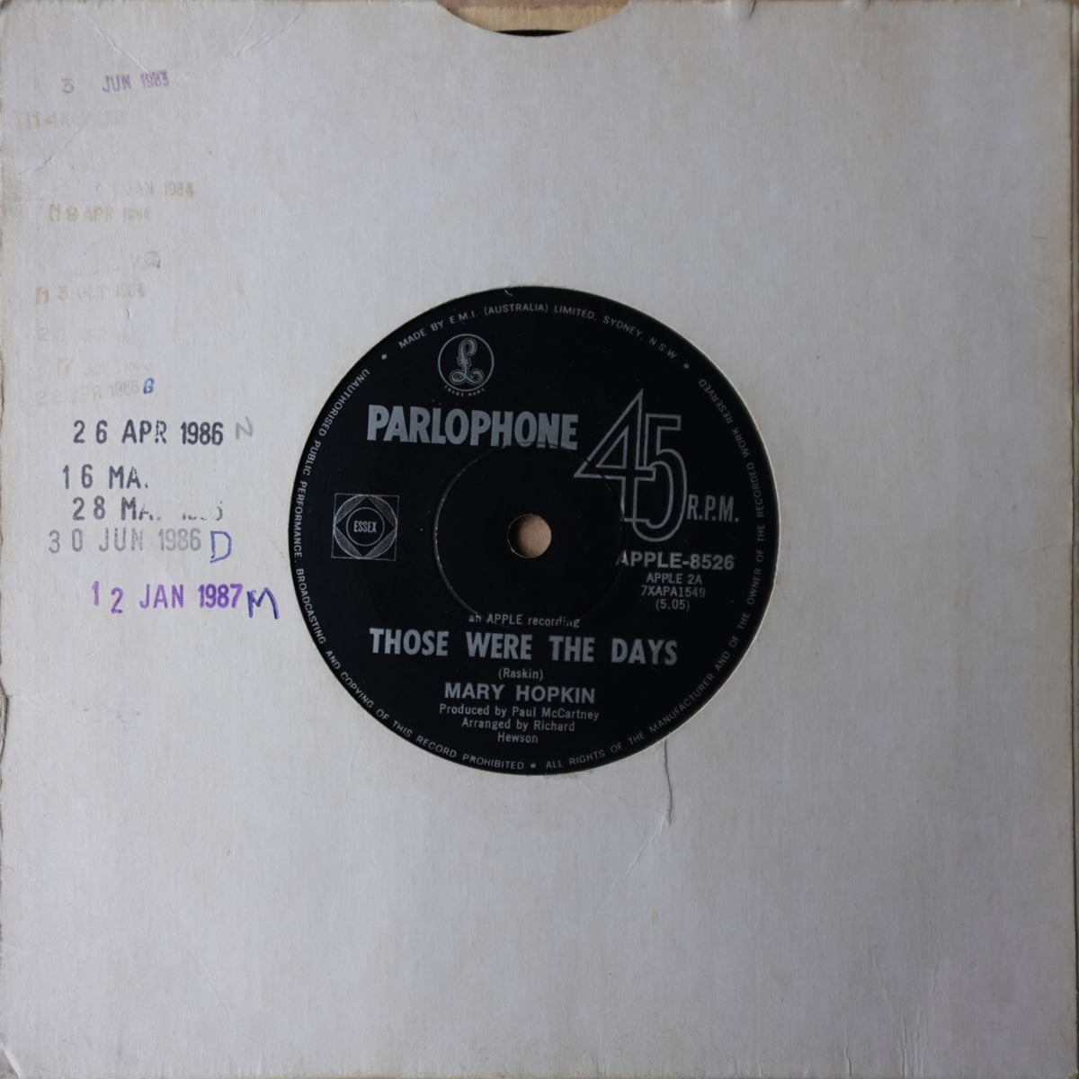Mary Hopkin – Those Were The Days vinyl cover