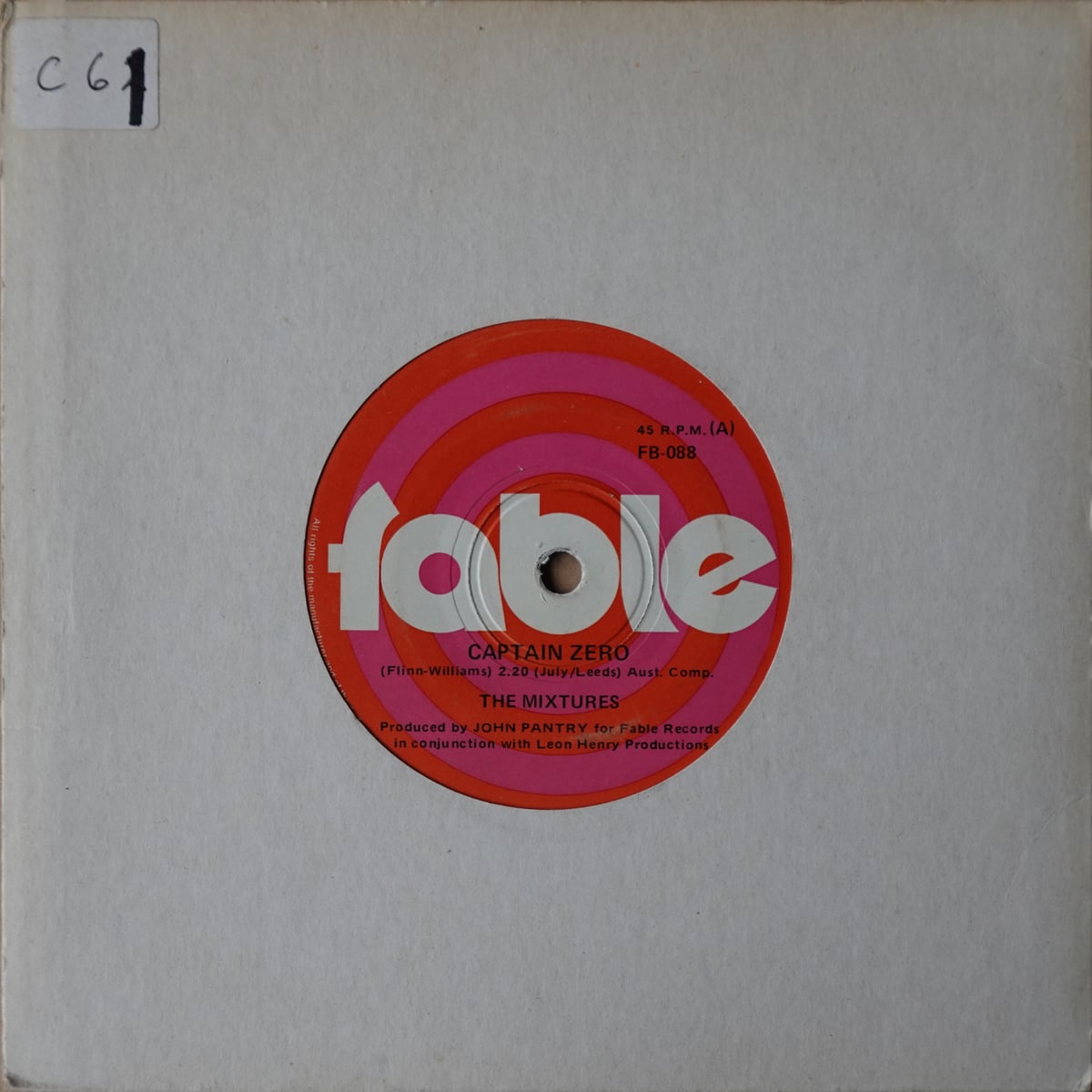 The Mixtures – Captain Zero vinyl cover
