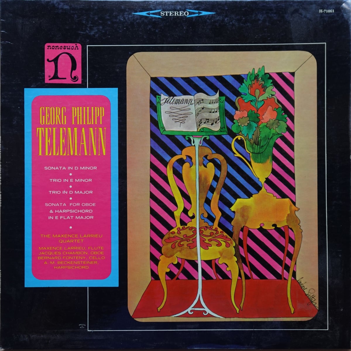 Georg Philipp Telemann, Quatuor Instrumental Maxence Larrieu – Sonata In D Minor • Trio In E Minor • Trio In D Major • Sonata For Oboe & Harpsichord In E Flat Major vinyl cover