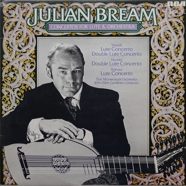 Julian Bream, The Monteverdi Orchestra, John Eliot Gardiner – Concertos For Lute & Orchestra vinyl cover