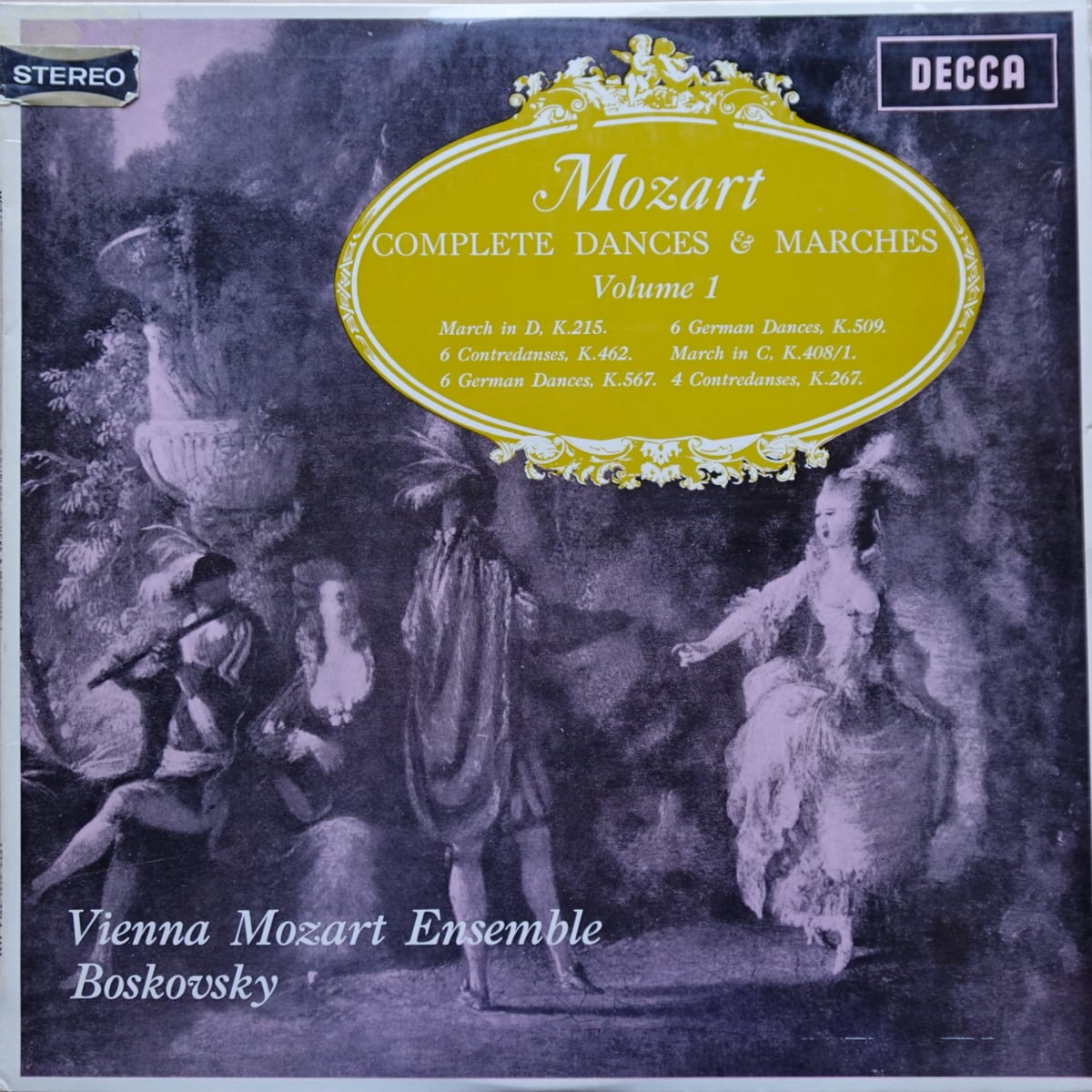 Wolfgang Amadeus Mozart, Wiener Mozart Ensemble, Willi Boskovsky – Complete Dances & Marches (Volume I) vinyl cover