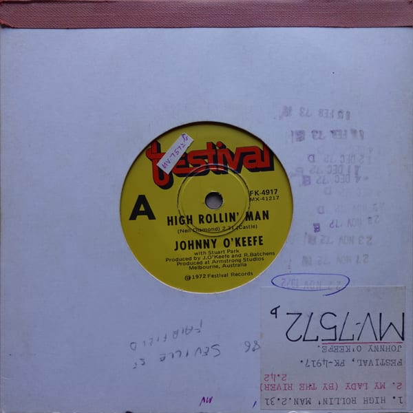 Johnny O'Keefe, The Stuart Park Show Group – High Rollin' Man vinyl cover