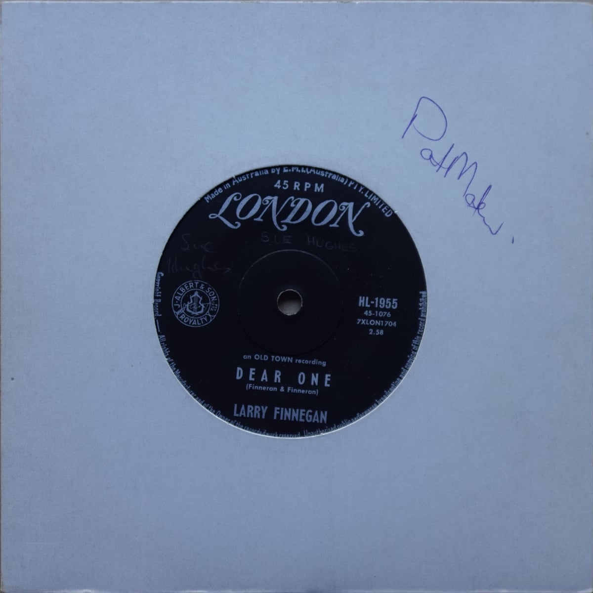 Larry Finnegan – Dear One vinyl cover
