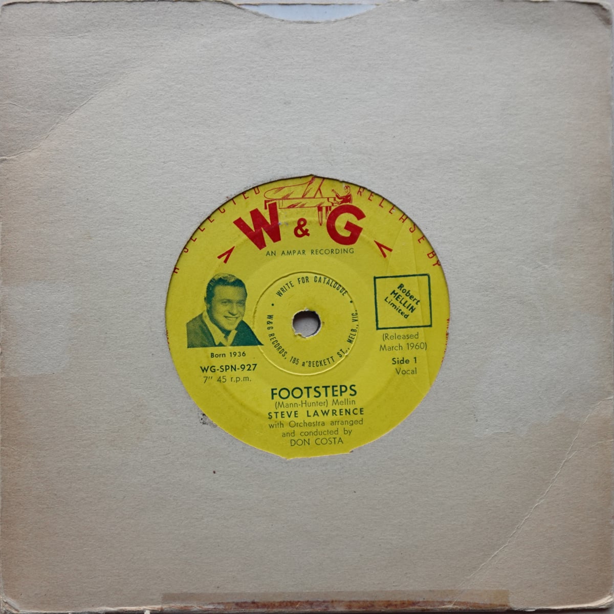 Steve Lawrence – Footsteps vinyl cover