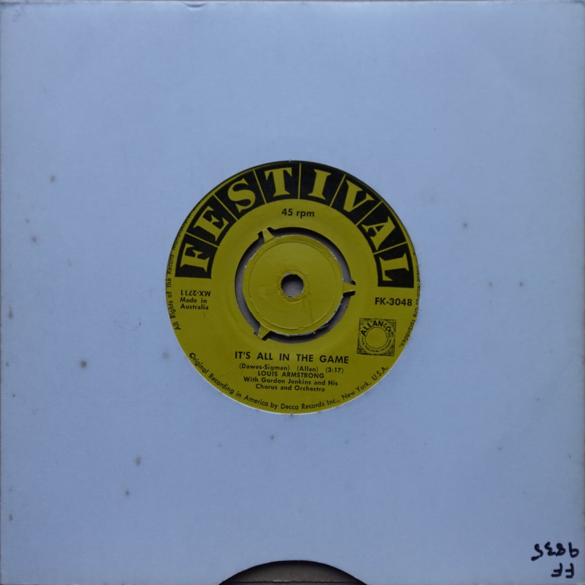 Louis Armstrong, Gordon Jenkins And His Orchestra – It's All In The Game vinyl cover