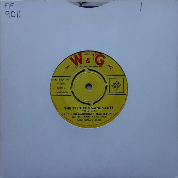 Paul Anka, George Hamilton IV, Johnny Nash – The Teen Commandments vinyl cover