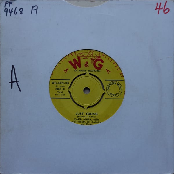Paul Anka – Just Young vinyl cover