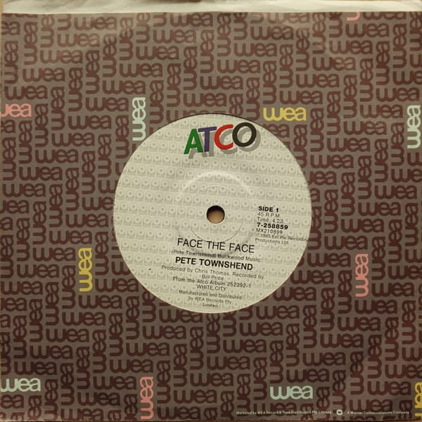 Pete Townshend – Face The Face vinyl cover