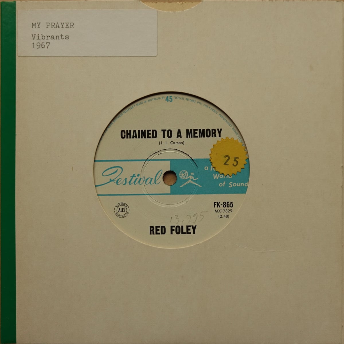 Red Foley – Shame On You / Chained To A Memory vinyl cover