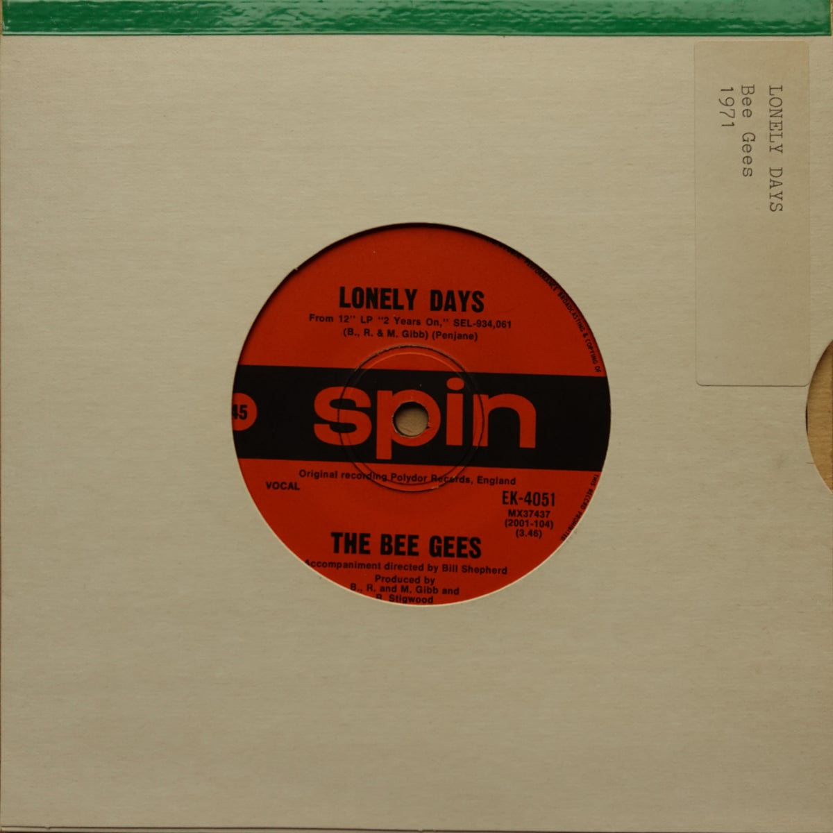 Bee Gees – Lonely Days / Man For All Seasons vinyl cover