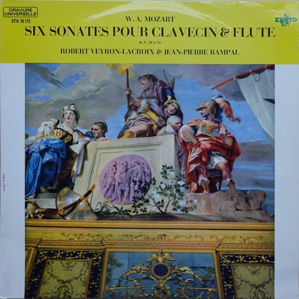 Wolfgang Amadeus Mozart, Robert Veyron-Lacroix, Jean-Pierre Rampal – Six Sonates Pour Clavecin Et Flute (K.V. 10 À 15) vinyl cover