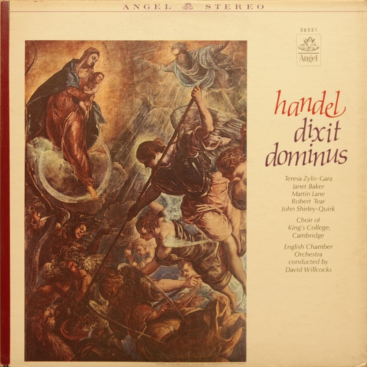 Georg Friedrich Händel, The King's College Choir Of Cambridge, Teresa Żylis-Gara, Janet Baker, Martin Lane, Robert Tear, English Chamber Orchestra, David Willcocks – Dixit Dominus vinyl cover