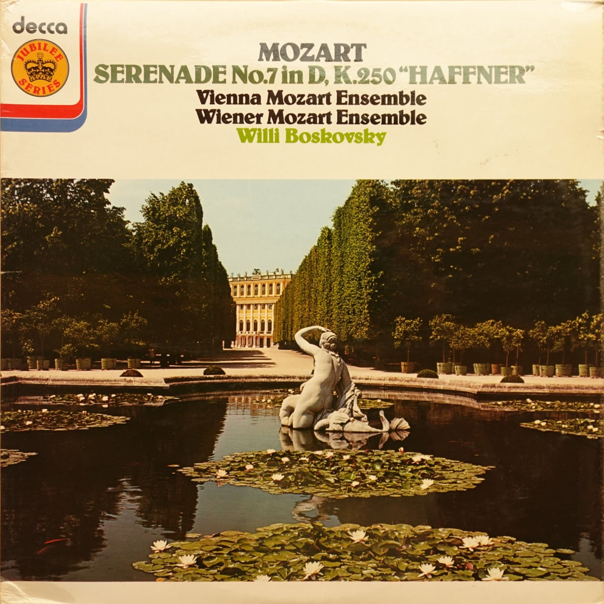 Wolfgang Amadeus Mozart, Wiener Mozart Ensemble, Wiener Mozart Ensemble, Willi Boskovsky – Serenade No.7 In D, K.250 "Haffner" vinyl cover