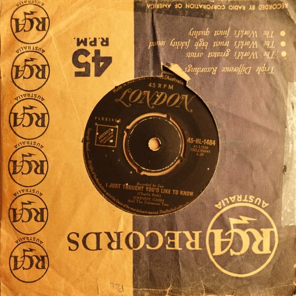 Johnny Cash & The Tennessee Two – I Just Thought You'd Like To Know / It's Just About Time vinyl cover