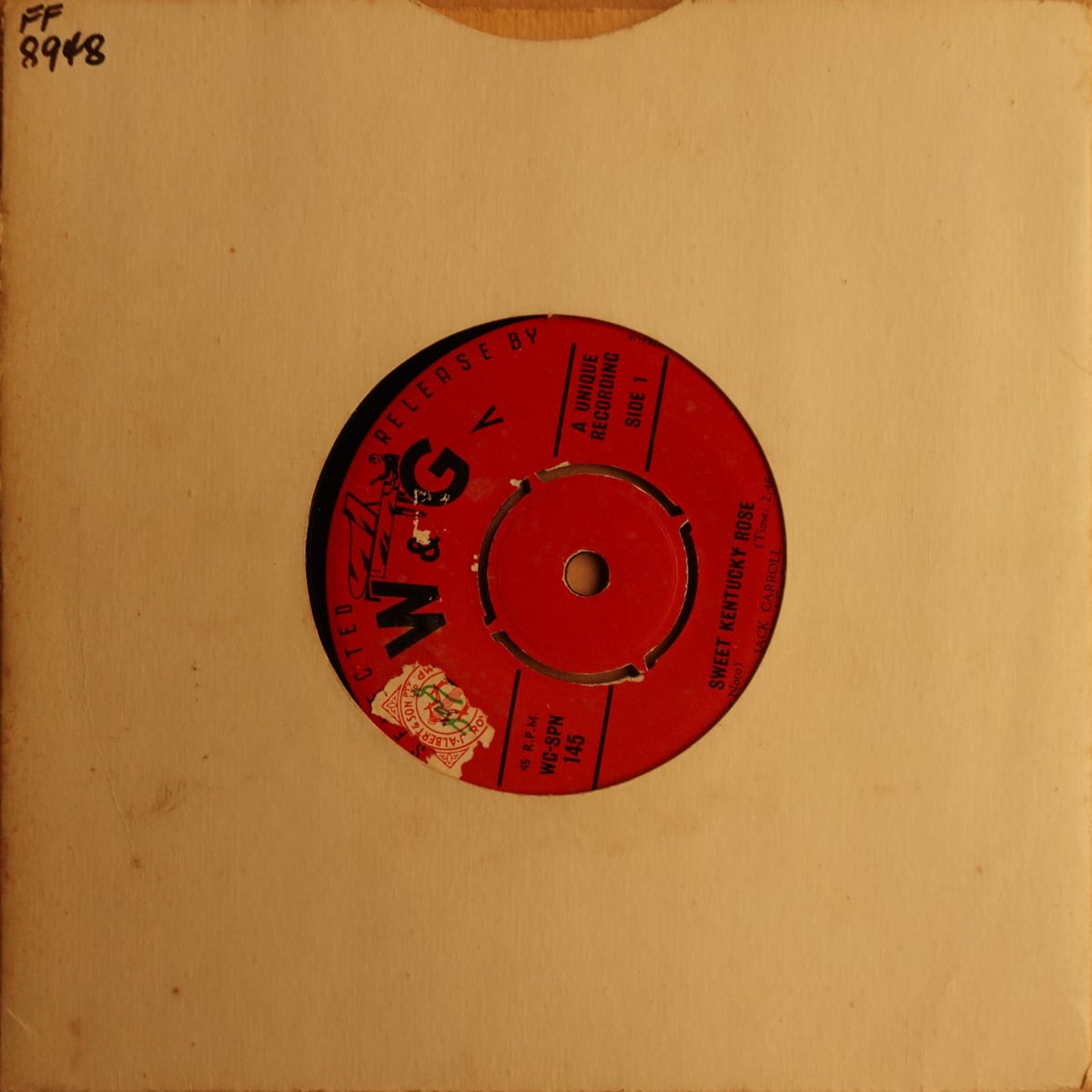 Jack Corduroy – Sweet Kentucky Rose / Half-Hearted vinyl cover