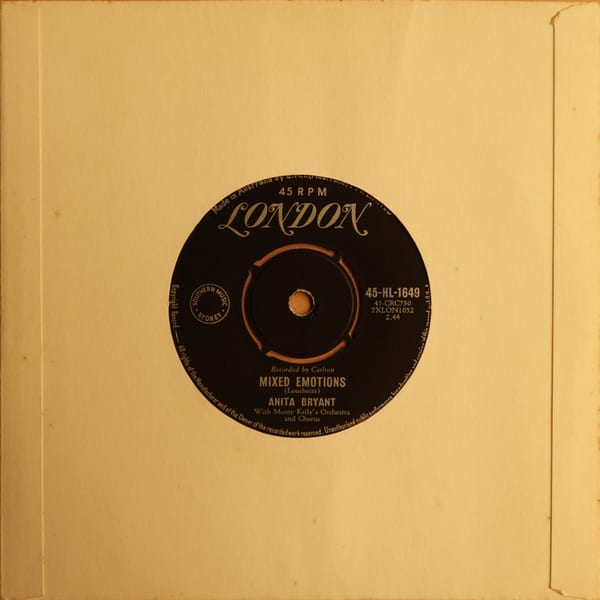 Anita Bryant – Paper Roses / Mixed Emotions vinyl cover