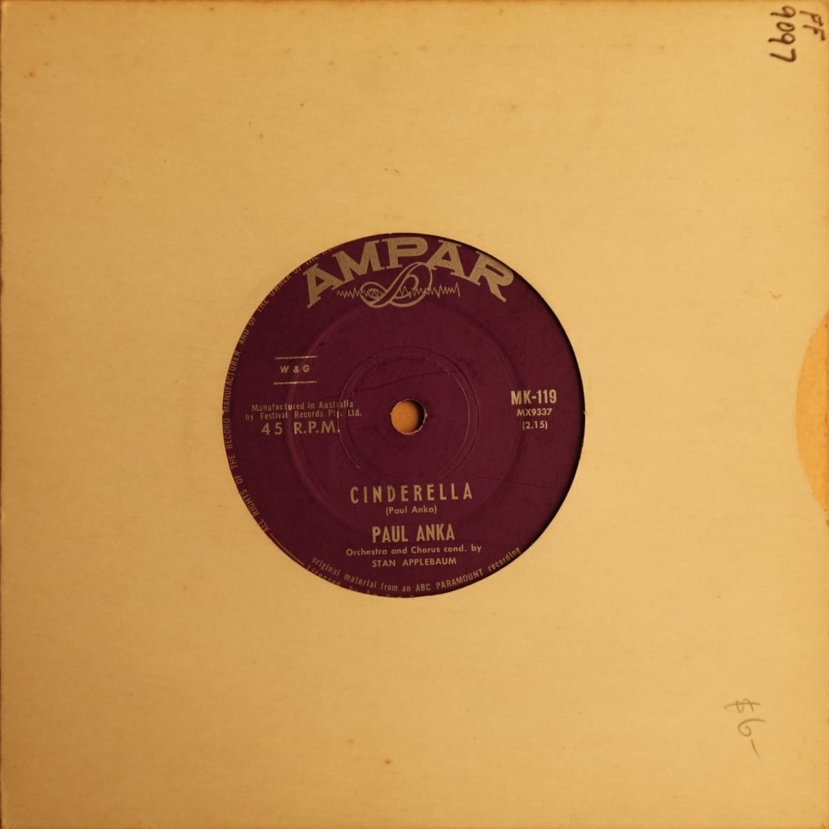 Paul Anka – Cinderella vinyl cover