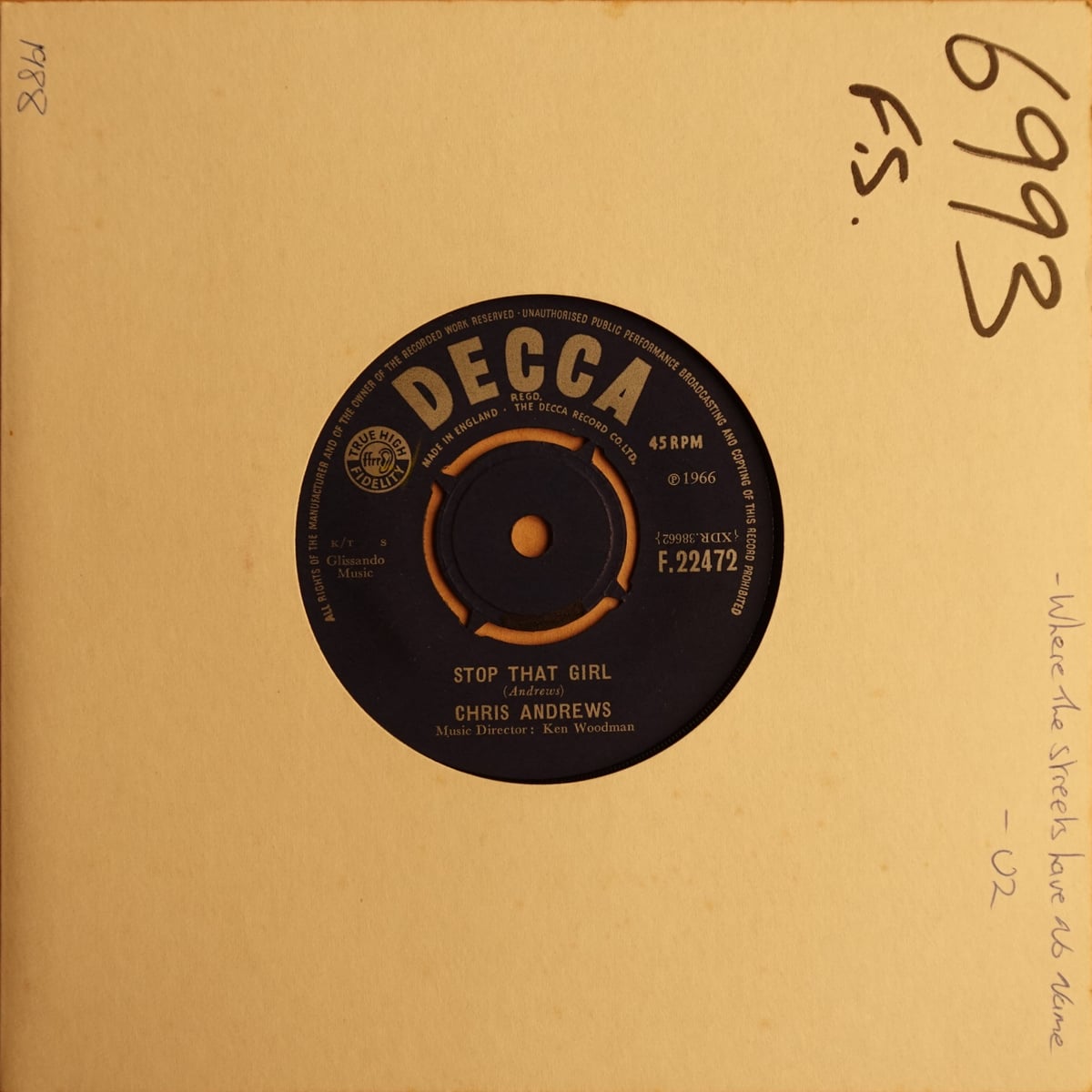Chris Andrews – Stop That Girl vinyl cover