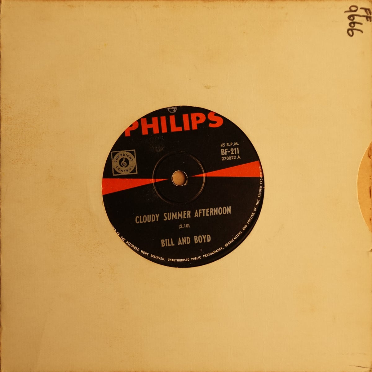 Bill And Boyd – Cloudy Summer Afternoon vinyl cover
