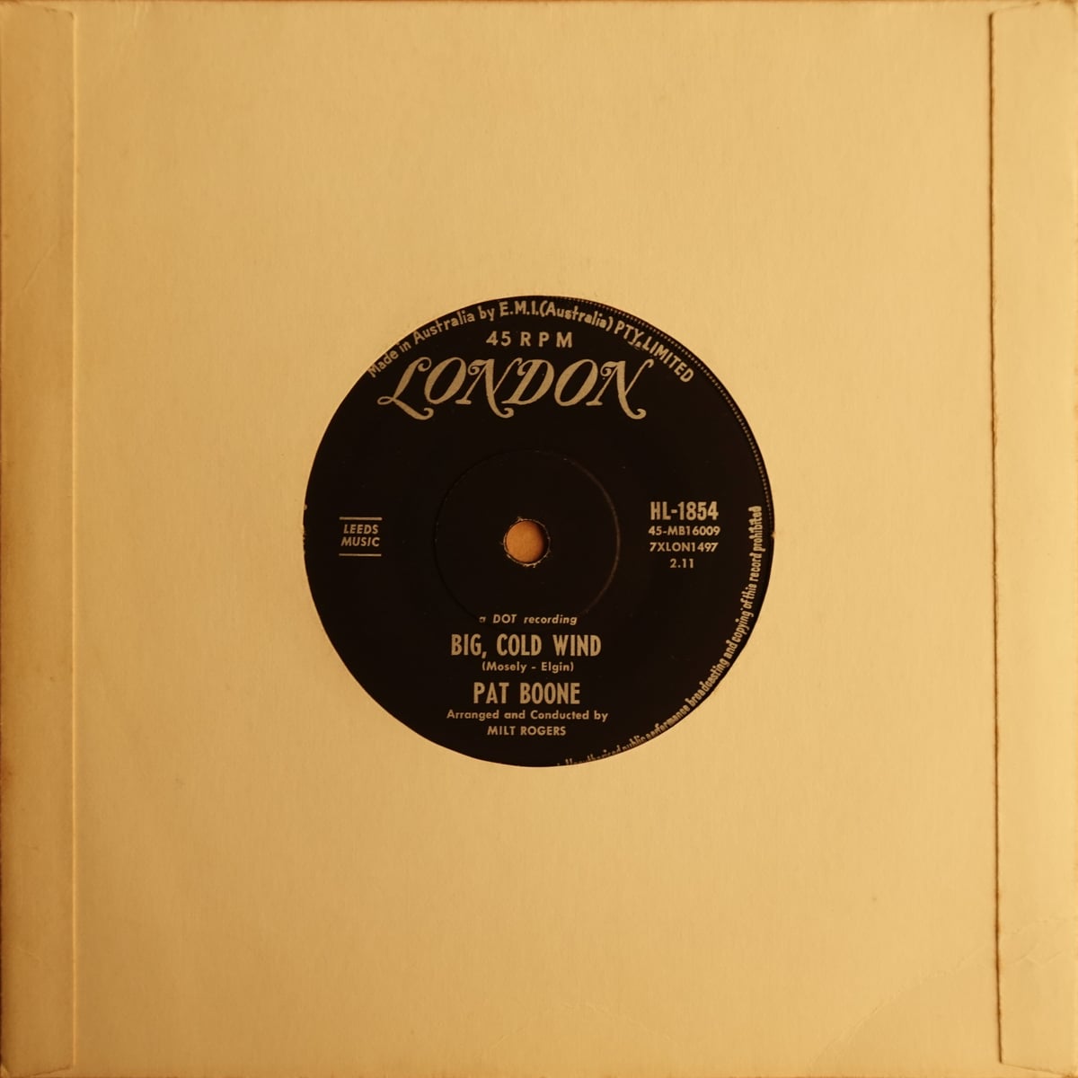 Pat Boone – That's My Desire / Big Cold Wind vinyl cover