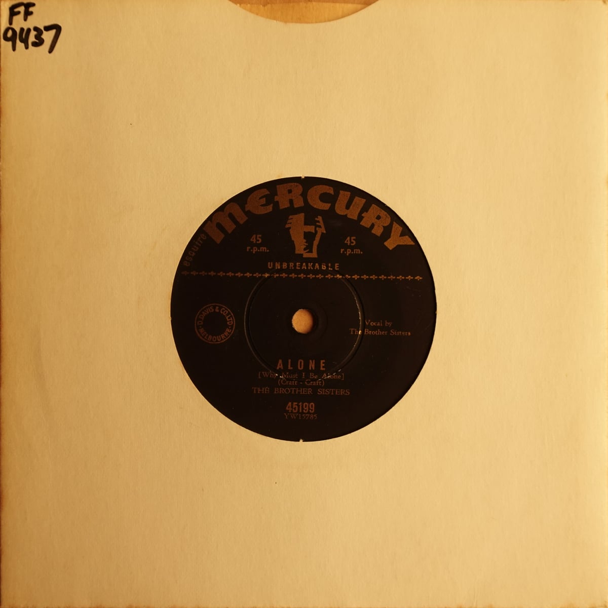 The Brother Sisters – Alone (Why Must I Be Alone) vinyl cover