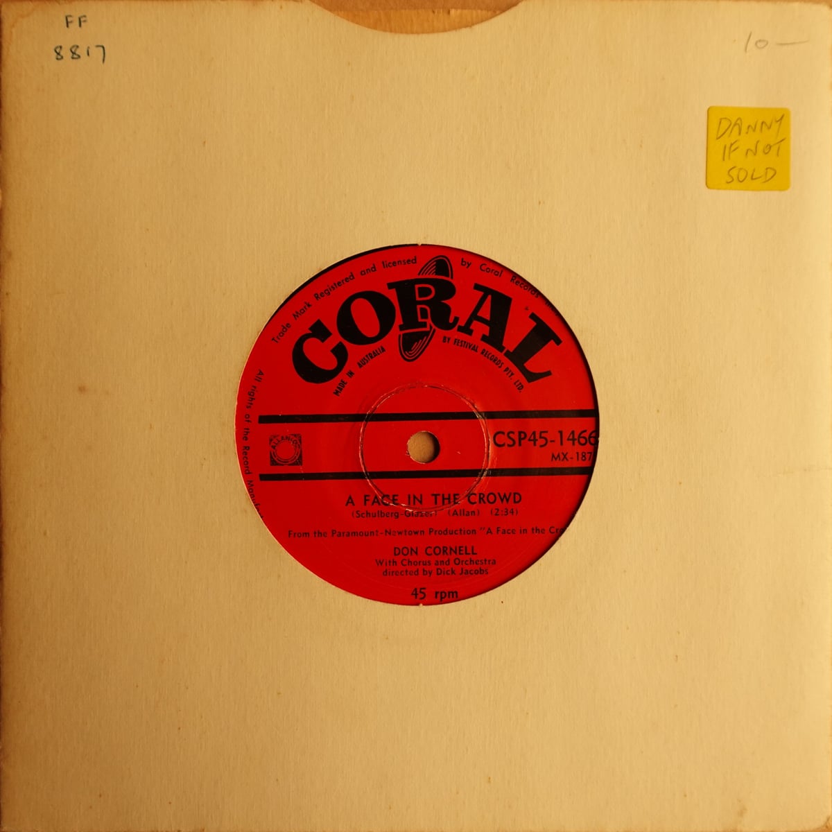 Don Cornell – Mama Guitar / A Face In The Crowd vinyl cover