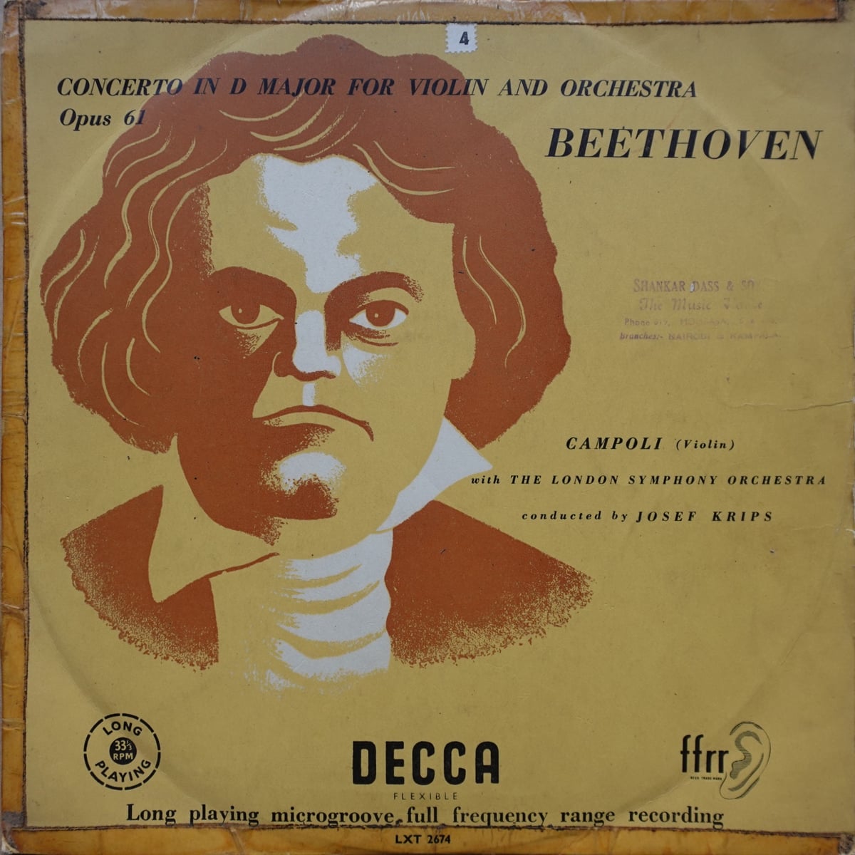 Ludwig Van Beethoven, Alfredo Campoli, London Symphony Orchestra, Josef Krips – Concerto In D Major For Violin And Orchestra Opus 61 vinyl cover