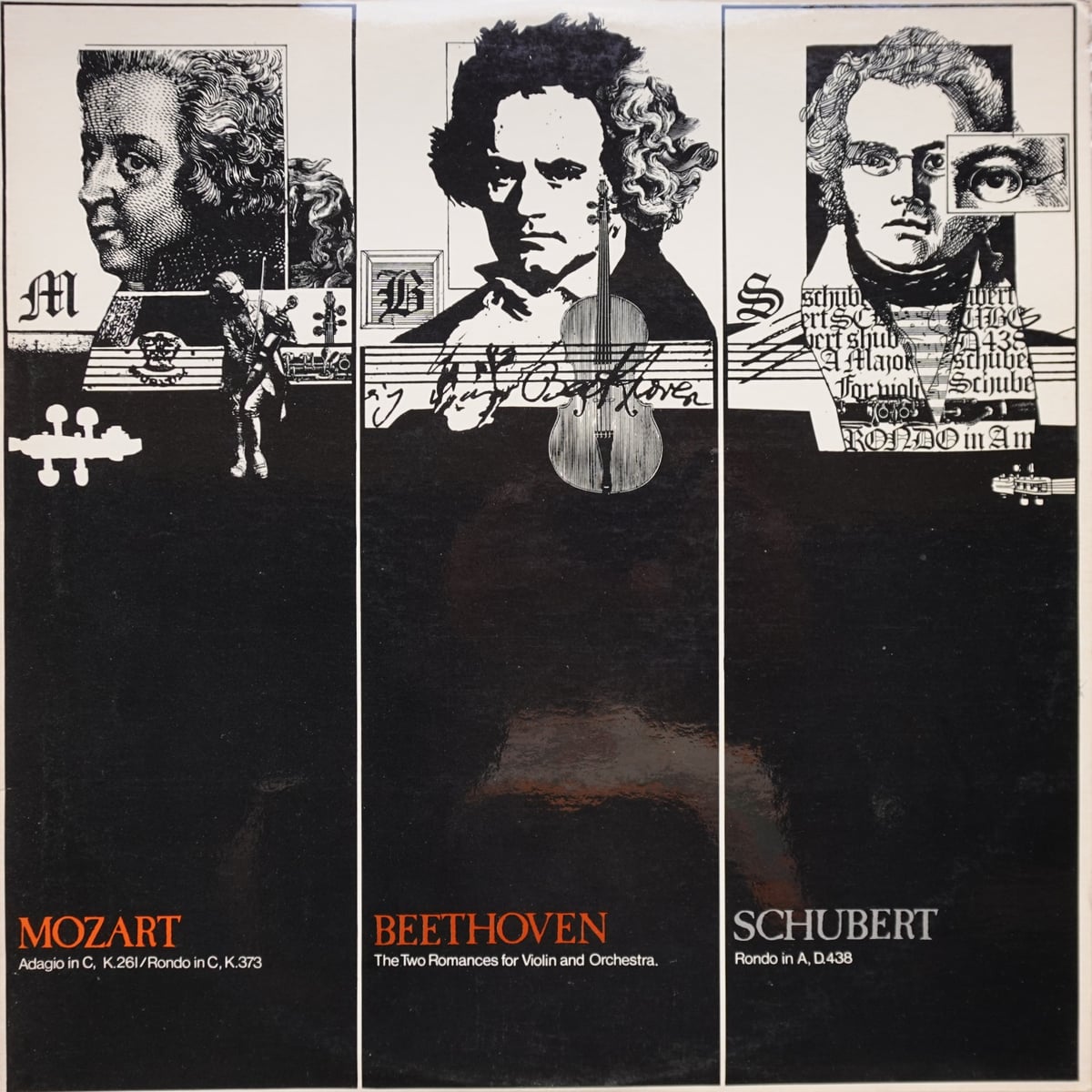 Wolfgang Amadeus Mozart, Ludwig van Beethoven, Franz Schubert – Adagio In E, K.261 / Rondo In C, K.373 / The Two Romances For Violin And Orchestra / Rondo In A, D.438 vinyl cover