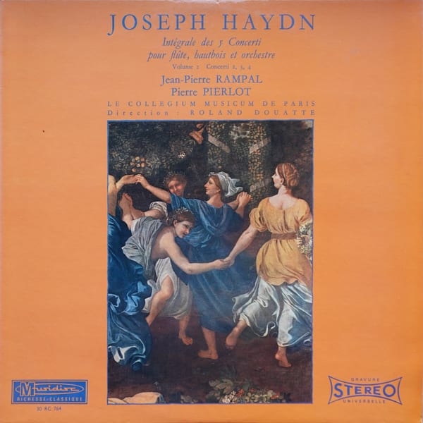 Joseph Haydn, Jean-Pierre Rampal, Pierre Pierlot, Collegium Musicum De Paris, Roland Douatte – Intégrale Des 5 Concerti Pour Flûte, Hautbois Et Orchestre (Volume 2 Concerti 2, 3, 4) vinyl cover