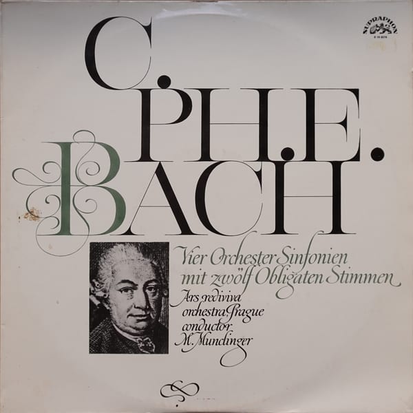 Carl Philipp Emanuel Bach, Ars Rediviva Ensemble, Milan Munclinger – Vier Orchester Sinfonien Mit Zwölf Obligaten Stimmen vinyl cover