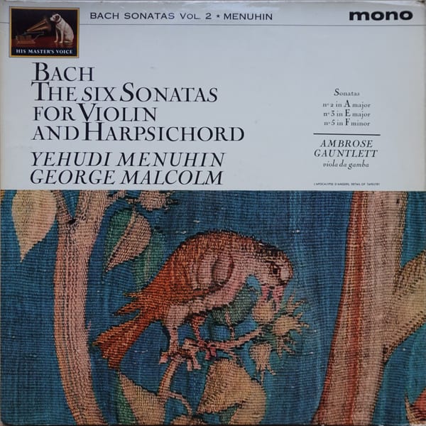 Johann Sebastian Bach, Yehudi Menuhin, George Malcolm, Ambrose Gauntlett – The Six Sonatas For Violin And Harpsichord vinyl cover